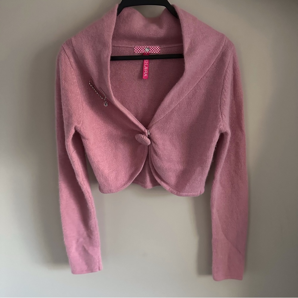 Pink Knit Cardigan w/ Hello Kitty Charm